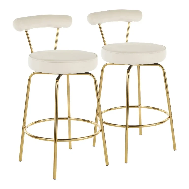 Contemporary Cream and Gold Swivel Counter Height Stool (Set of 2) - Rhonda