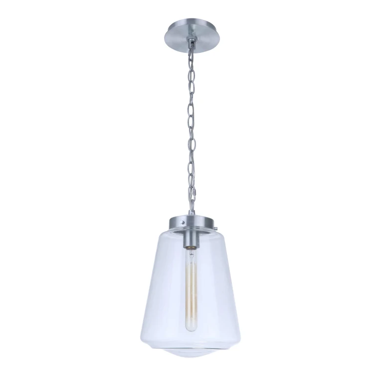 Satin Aluminum One Light Outdoor Pendant from the Laclede Collection