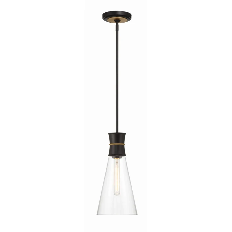 Quinn 1-Light Mini Pendant in Matte Black with Textured Gold