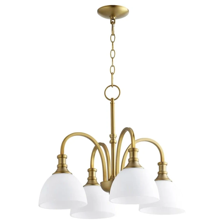 Quorum Richmond 4-Light Dinette & Breakfast Chandelier in Aged Brass