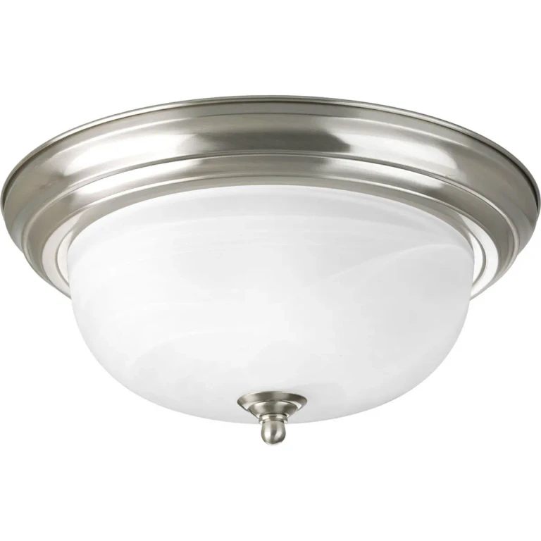 Brushed Nickel Two Light Flush Mount from the Dome Glass - Alabaster Collection