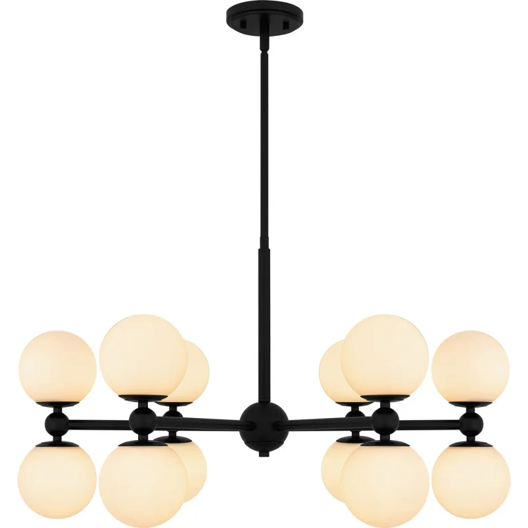 Matte Black 12 Light Chandelier from the Elser Collection