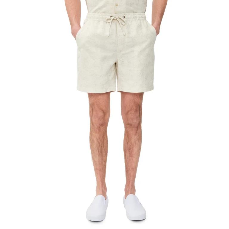Marine Layer Saturday Jacquard Linen Shorts 6 Natural/Tan XL