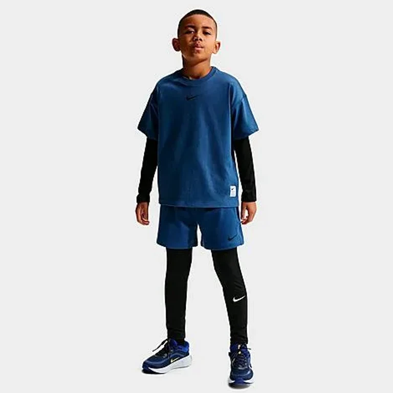 Nike Big Kids Pro Dri-FIT Fleece Shorts in Mystic Navy/White/Black Size: XS