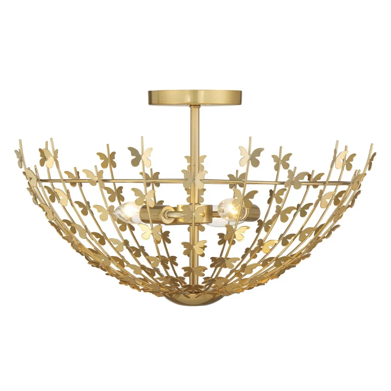 Birch 3-Light Ceiling Light in Burnished Brass