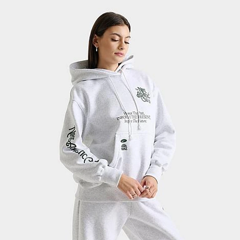 Nike Women's Athletic Club Pullover Hoodie in Birch Heather/Fir Size: XS