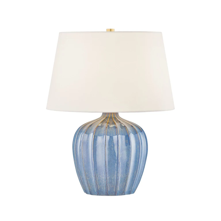 Aged Brass Ceramic Spring Lake Table Lamp from the Myla Collection