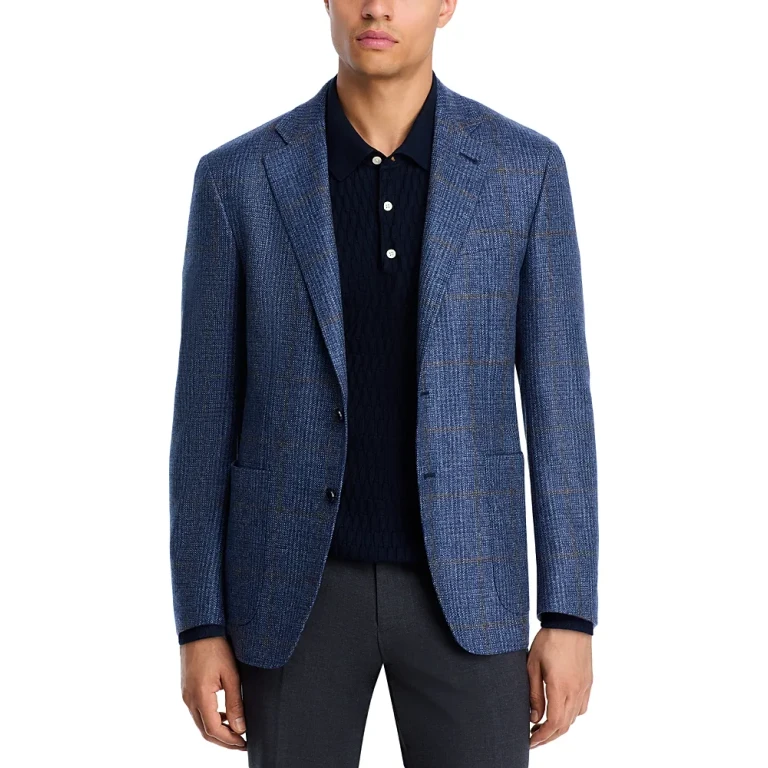 Canali Kei Plaid Unstructured Trim Fit Sport Coat