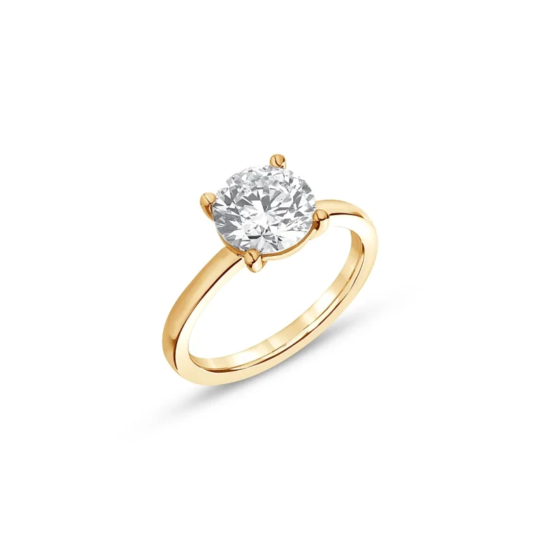 Certified Lab Grown Round Diamond Engagement Ring in 18K Yellow Gold, 6.0 tcw