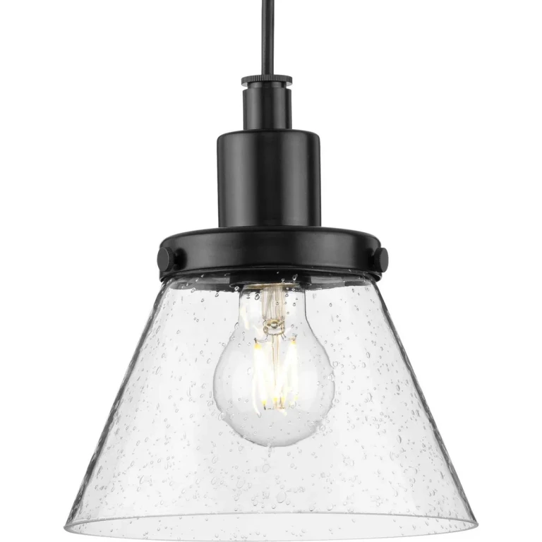 Matte Black One Light Pendant from the Hinton Collection