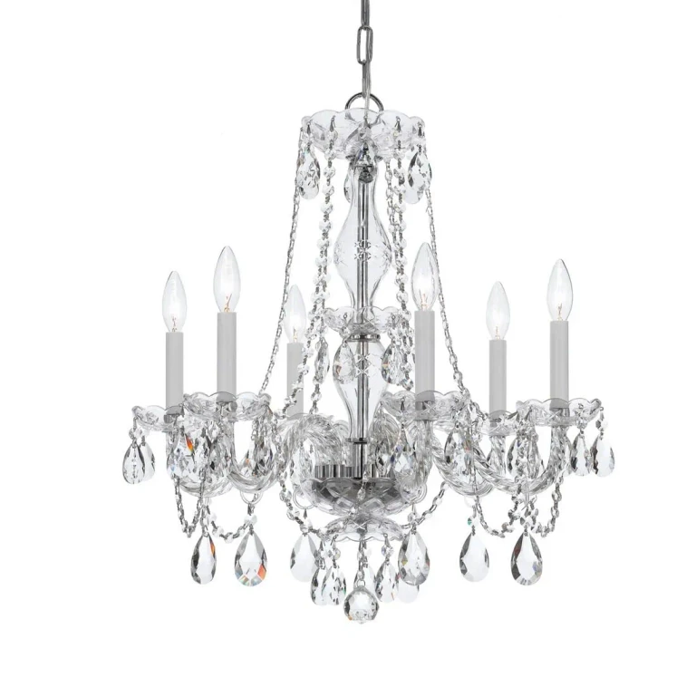 Traditional Crystal 6-Light 25" Traditional Chandelier in Polished Chrome with Clear Spectra Crystals