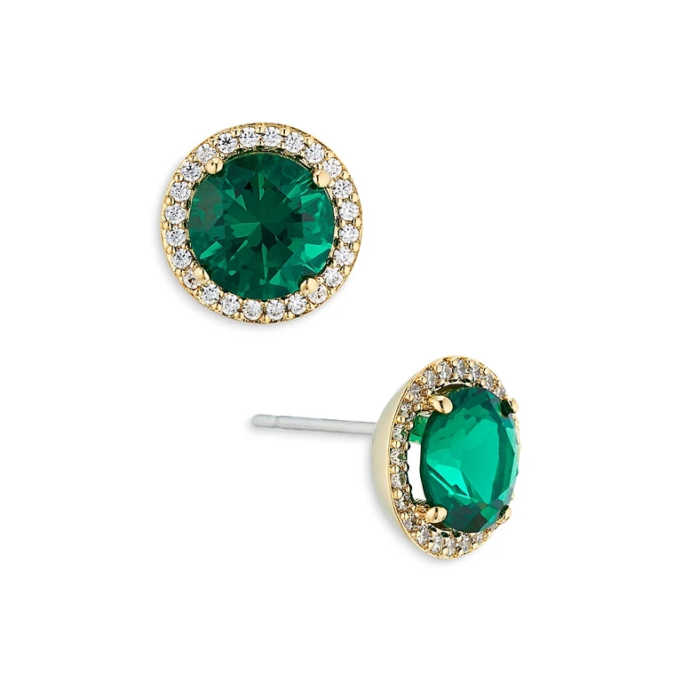 Nadri Round Halo Stud Earrings