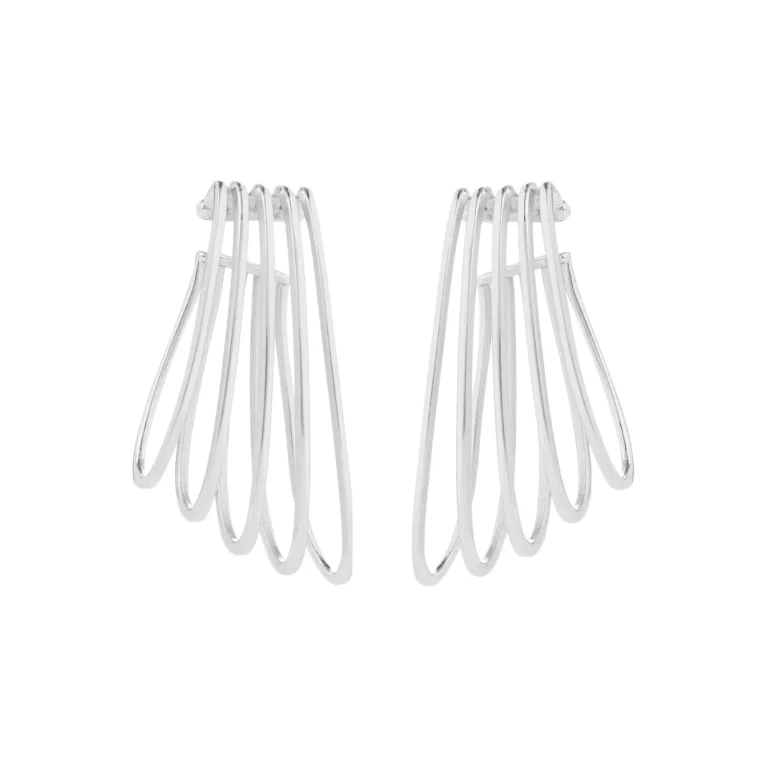 Asymmetrical Dangling Ear Cuff in Chrome-Plated Brass (FT26EA13SILVER925)