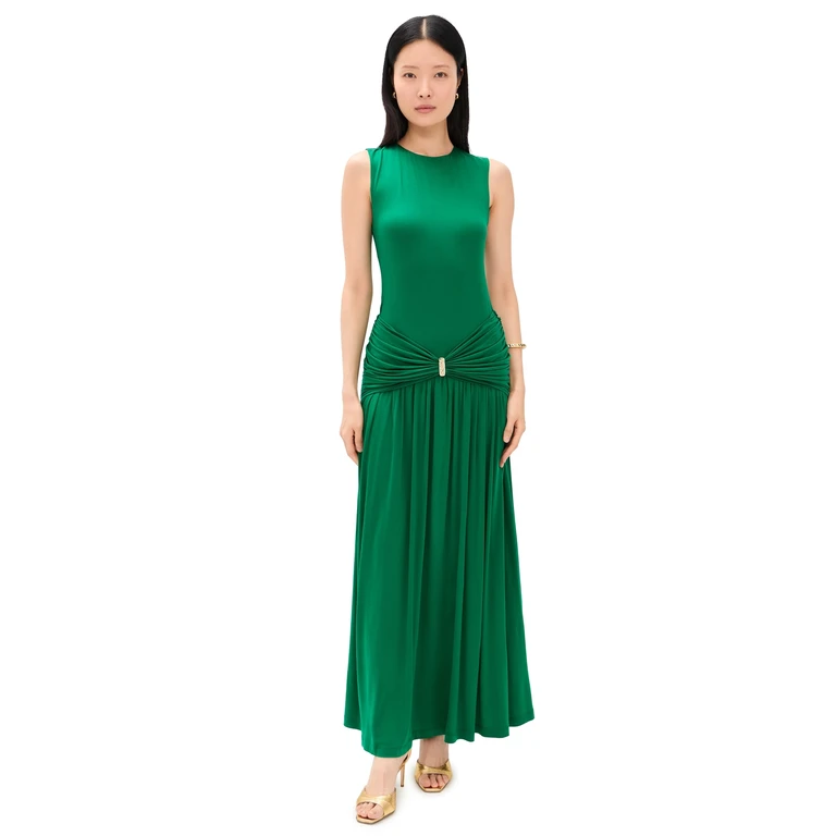 ROAME Ibiza Cupro Dress Emerald S