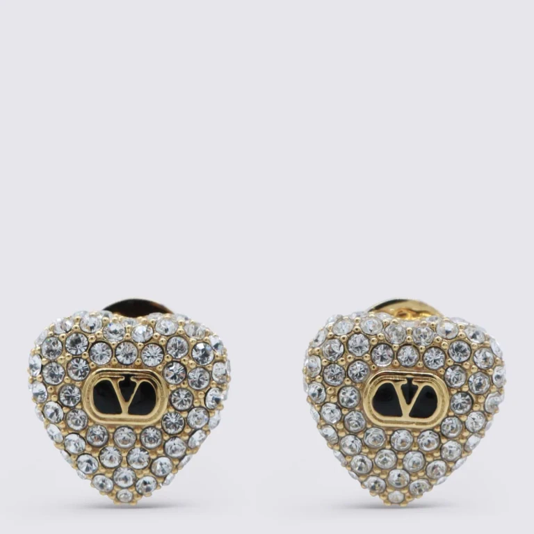 Valentino Garavani Black And Gold Metal Earrings