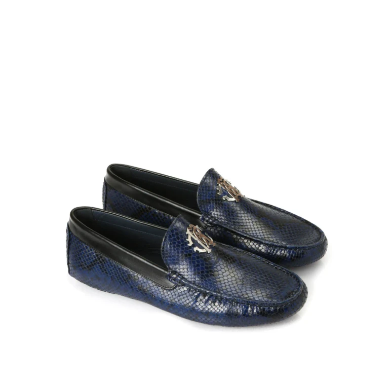 Roberto Cavalli Python leather loafers