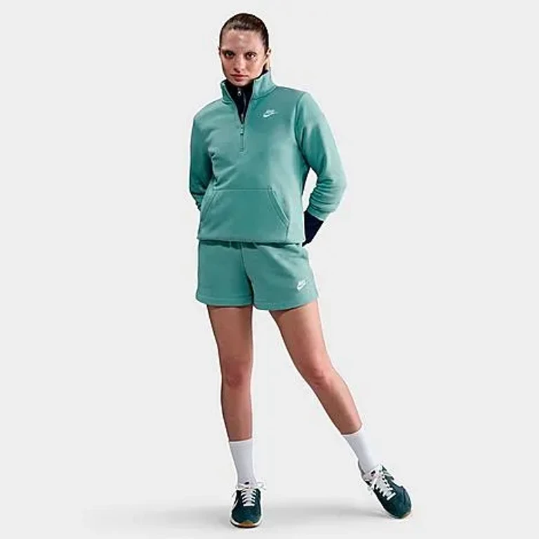 Nike Women's Sportswear Club Fleece Half-Zip Sweatshirt in Cannon/White Size: XS
