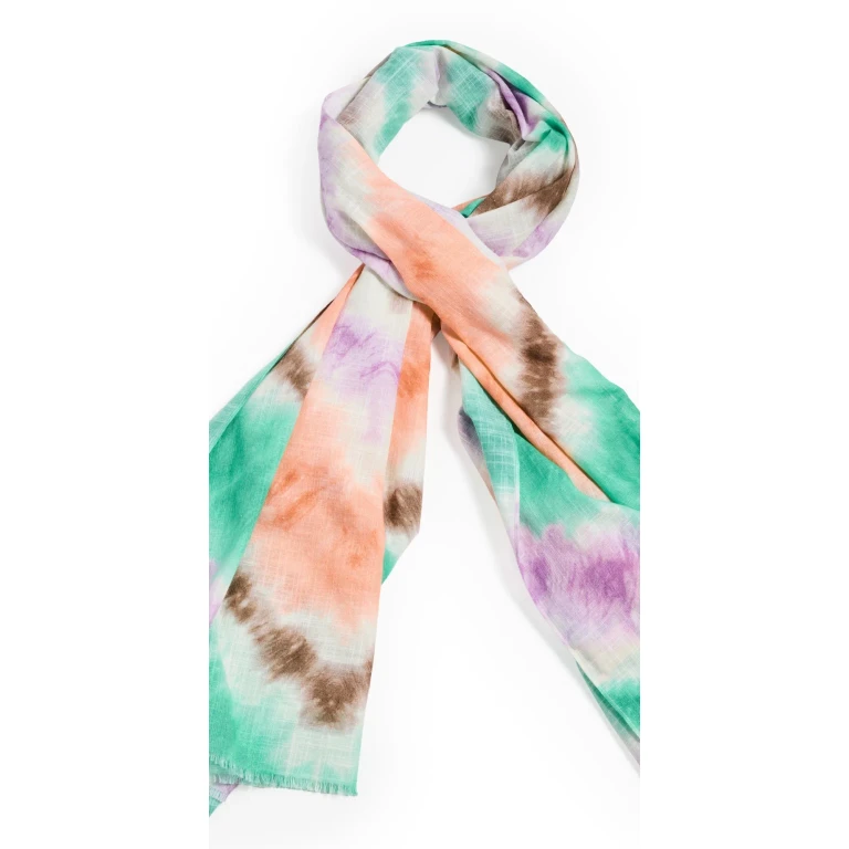 Faherty Tie Dye Printed Oblong Scarf Egret Multi One Size