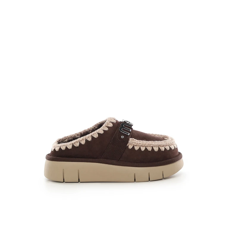 Mou Brown Double-face Sheepskin Bounce Clog