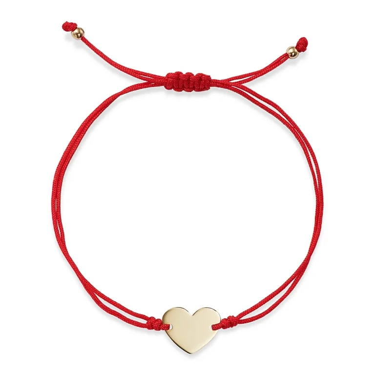 14K Yellow Gold Polished Heart Cord Bolo Bracelet - Exclusive