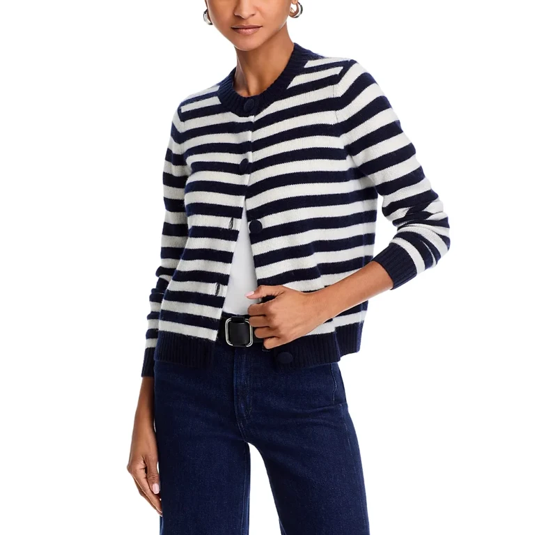 Striped Crewneck Cardigan - Exclusive