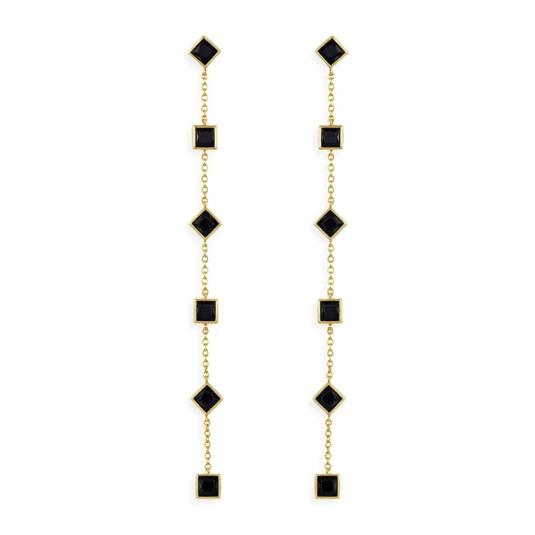Ettika Geometric Linear Drop Earrings in 18K Gold Plated