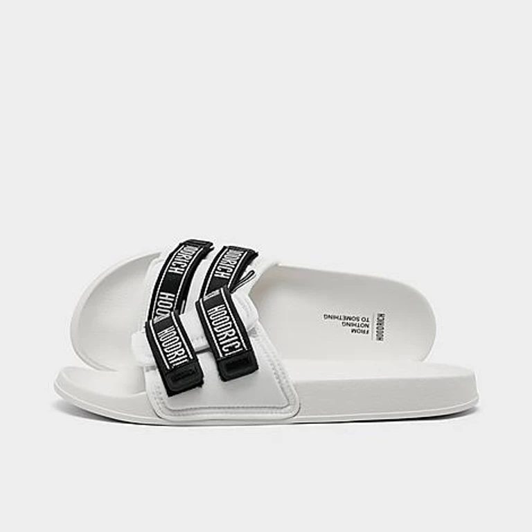 Hoodrich Men's Strike Strap Slide Sandals in White/Black Size: 8.0