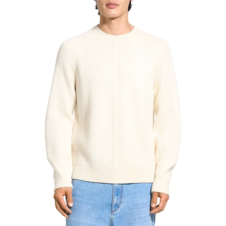 Theory Cable Long Sleeve Crew Neck in Montana Wool