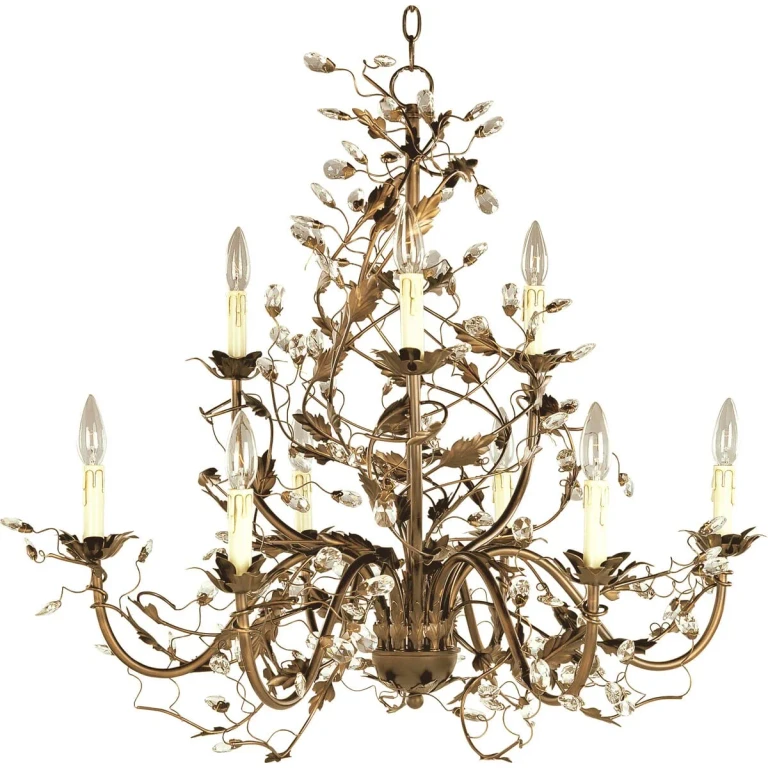 Elegante 29" 9-Light Multi-Tier Chandelier in Etruscan Gold
