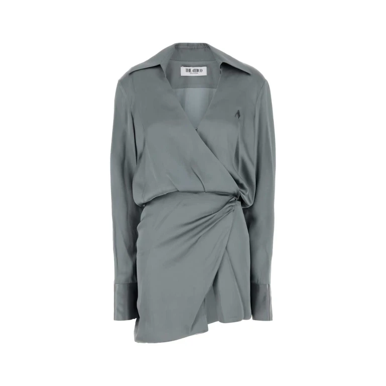 The Attico Grey Satin Mini Dress
