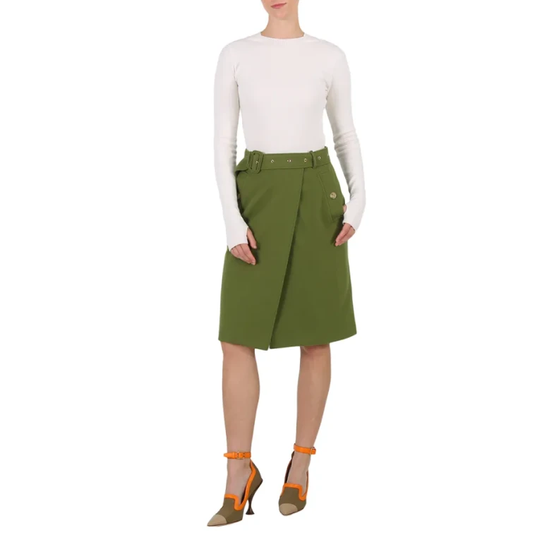 Burberry Belted Midi Wool Dress