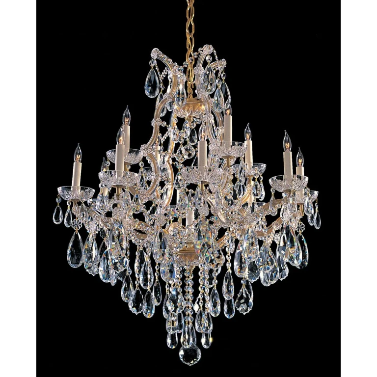 Maria Theresa 13-Light 32" Traditional Chandelier in Gold with Clear Hand Cut Crystals