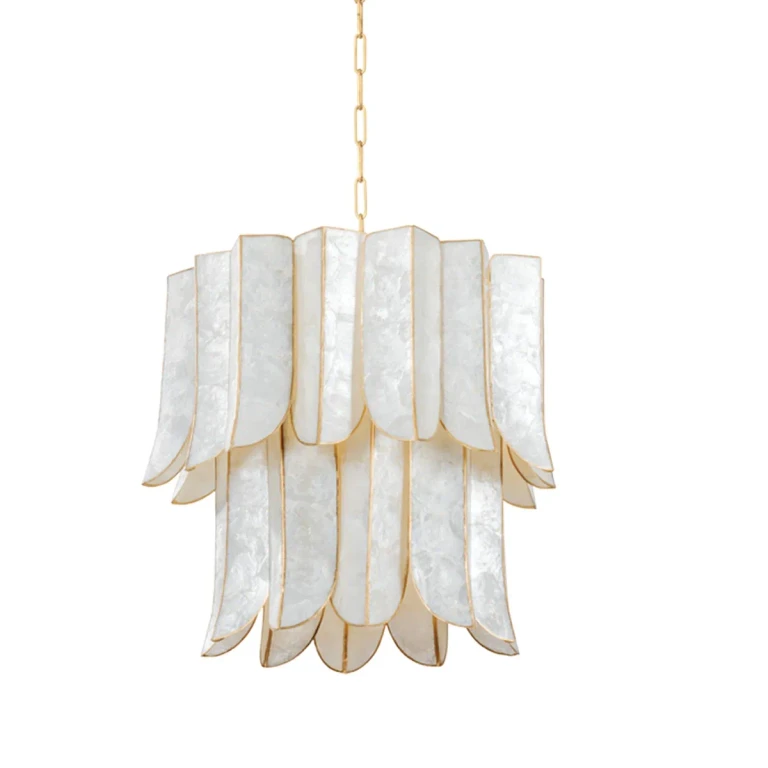Vintage Gold Leaf Seven Light Chandelier from the Cartagena Collection