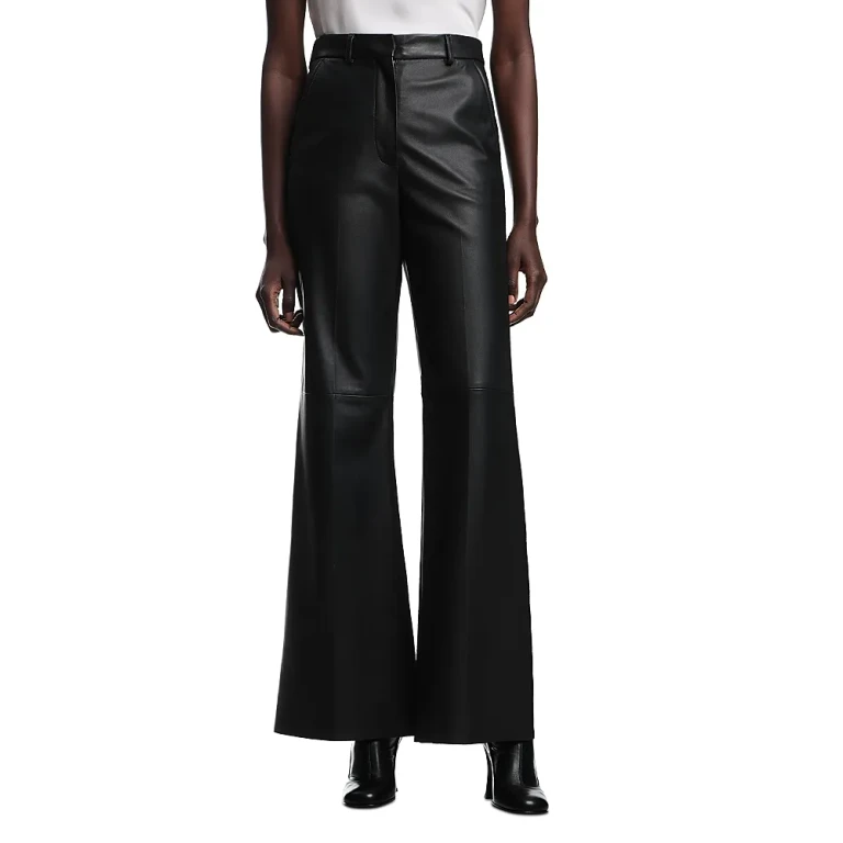 Emporio Armani Leather Flare Leg Pants