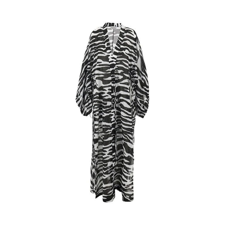 THE ATTICO Zebra striped muslin long kaftan Woman 40