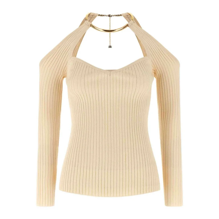 Elisabetta Franchi Pull Col Rond - Gris