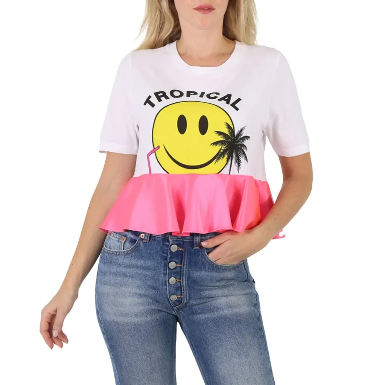 Ladies T-Shirt Multicolor Smile Jersey White, Brand Size 1