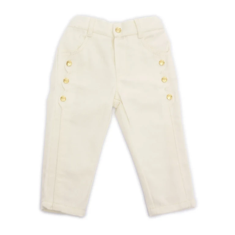 Chloé Five-pocket Organic Drill Pants With Scallops On Front. Waist And Zipper Fly Closure, Chlo Branded Button. Chlo Paris Cow Leather Label At Back (leat