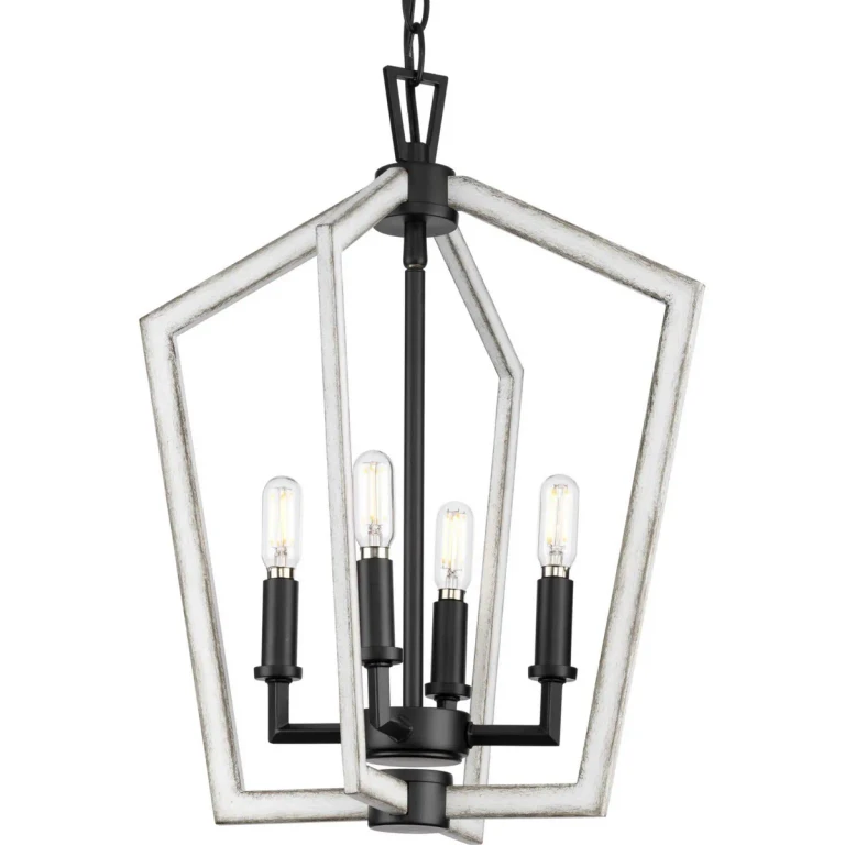 Matte Black Four Light Foyer Pendant from the Galloway Collection