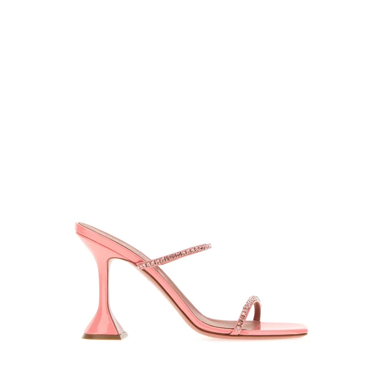 Amina Muaddi Black Satin Gilda Mules Sandali - Women