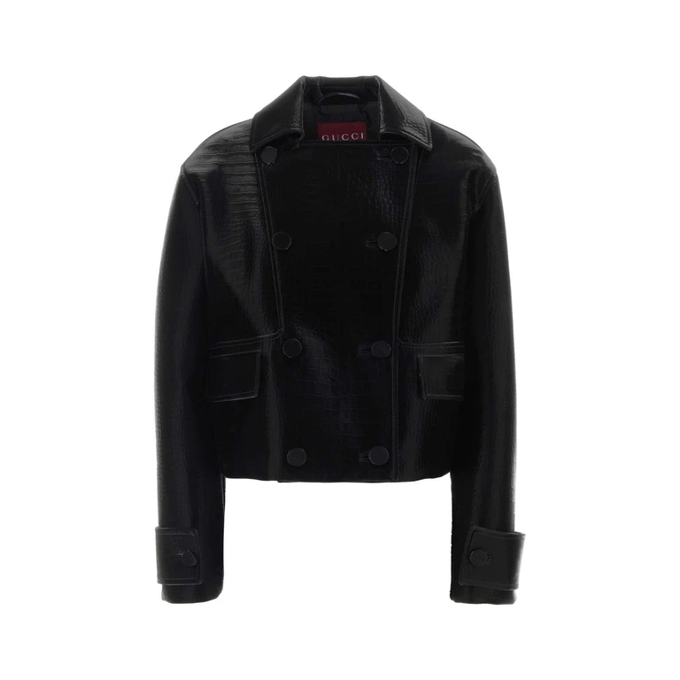 Gucci Black Leather Jacket Blackblackblack Lamb Skin Giacche In Pelle - Women