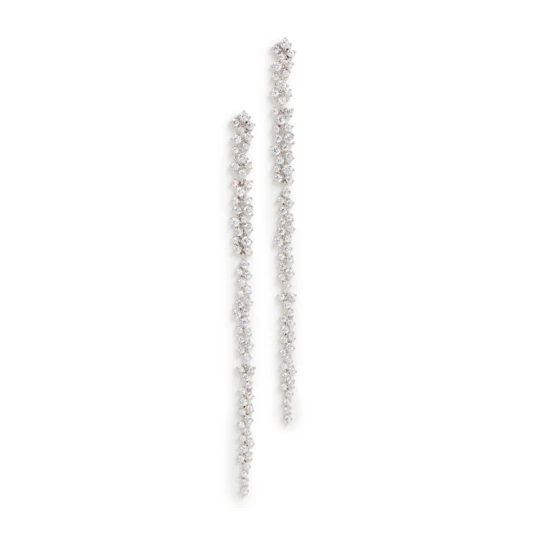 SHASHI Kalista Pave Earrings White Gold One Size