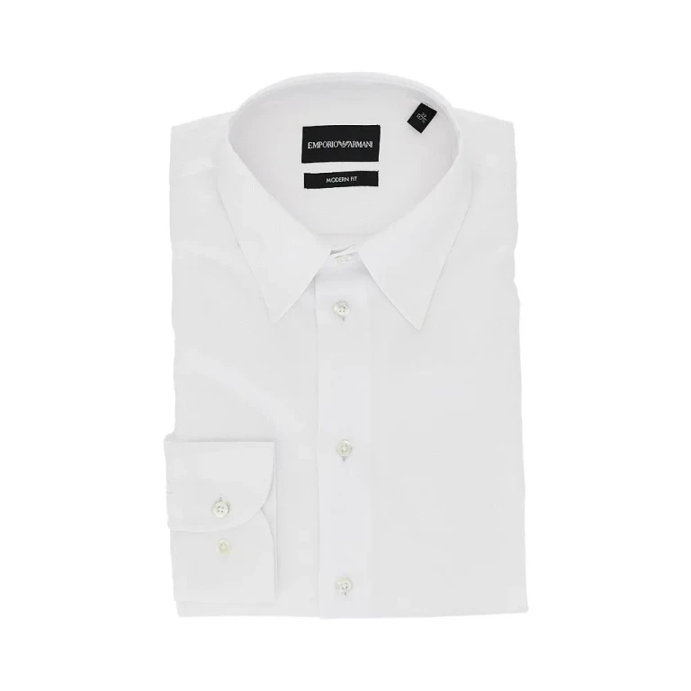 Emporio Armani 男士棉质斜纹布现代剪裁衬衫