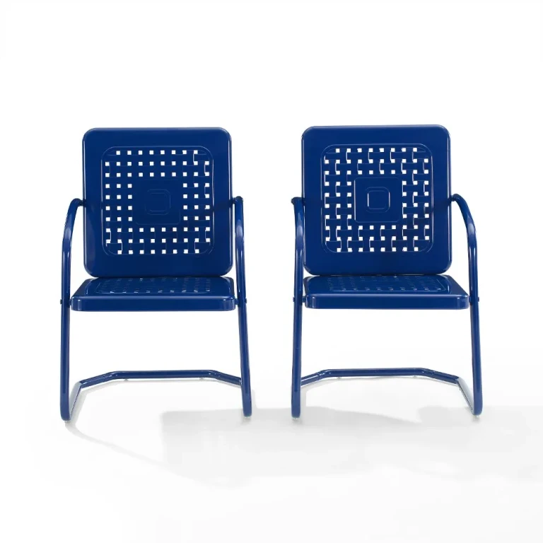 Sillas de patio de metal Bates Navy Gloss, juego de 2