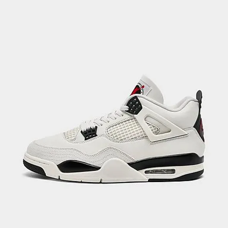 Jordan Men's Air Retro 4 Basketball Shoes in Sail/University Red/Black Size: 7.5
