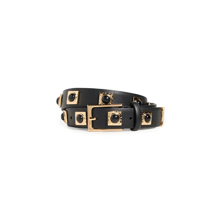 Aureum No. 2 Black Studded Belt Black/Gold XS/S