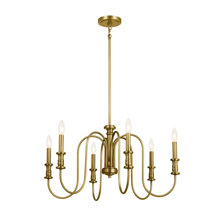 Karthe 6-Light Transitional Chandelier in Natural Brass