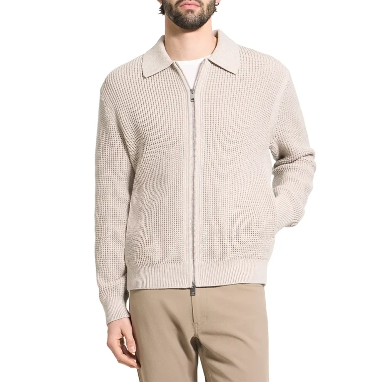 Theory Gary Collar Relaxed Fit Full Zipper Sweater