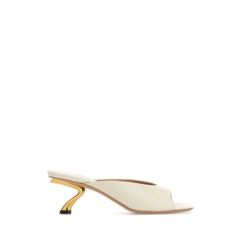 Ferragamo Ivory Leather Igea Mules Mascarpone Scarpe Con Tacco - Women