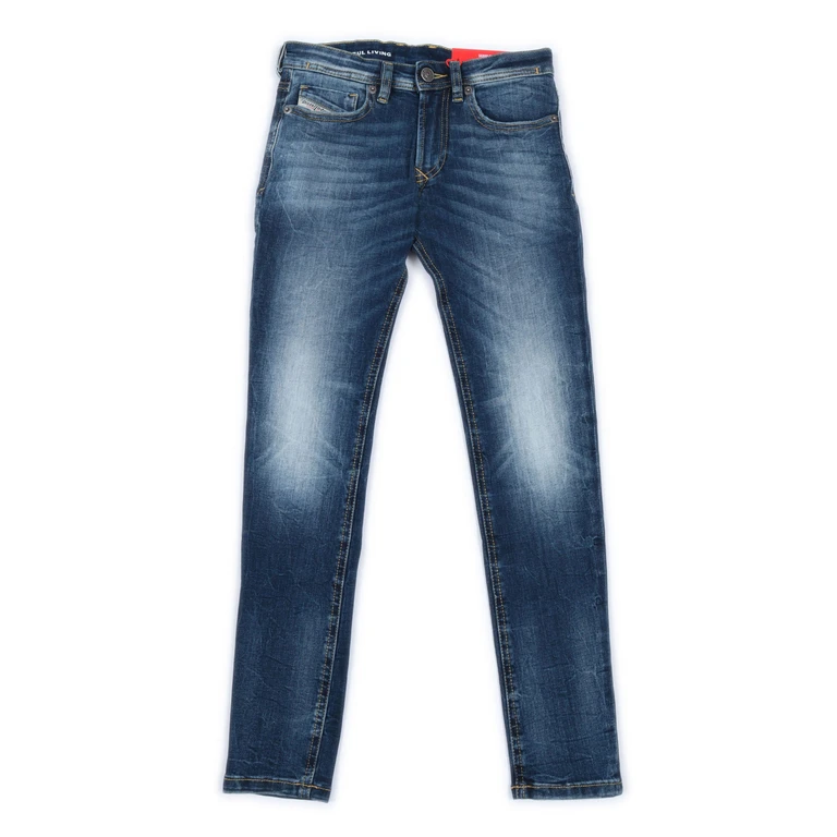 Diesel Kids 5 Pockets Blue Cotton Polyester Elastane Jean